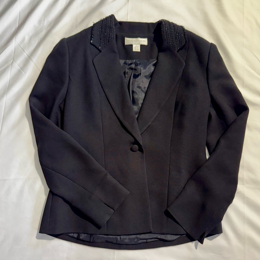 Petite Sophisticate blazer size 4 beaded collar‎ embellished evening party Suit
